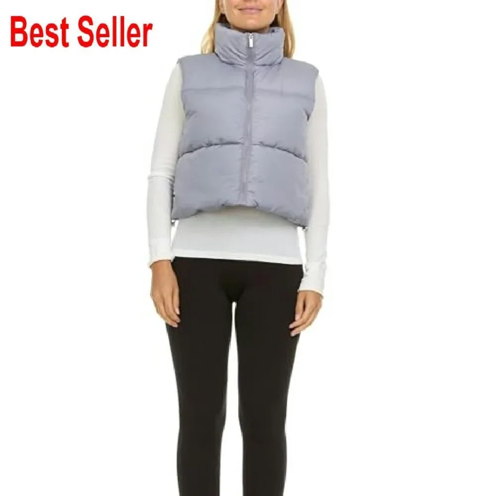 Cropped Puffer Vest Sleeveless Outerwear Modern Chic Winter Layering Piece